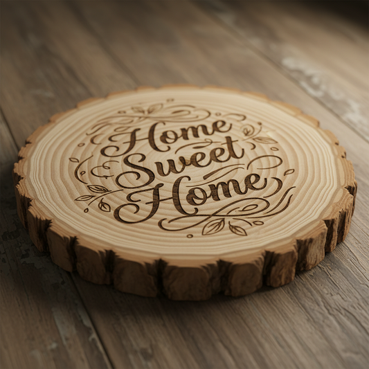 Holzuntersetzer mit Spruch "Home Sweet Home"