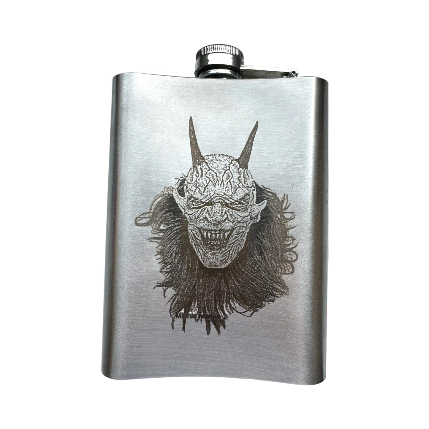 Flachmann Metall schwarz & silber – Mit Lasergravur personalisiert