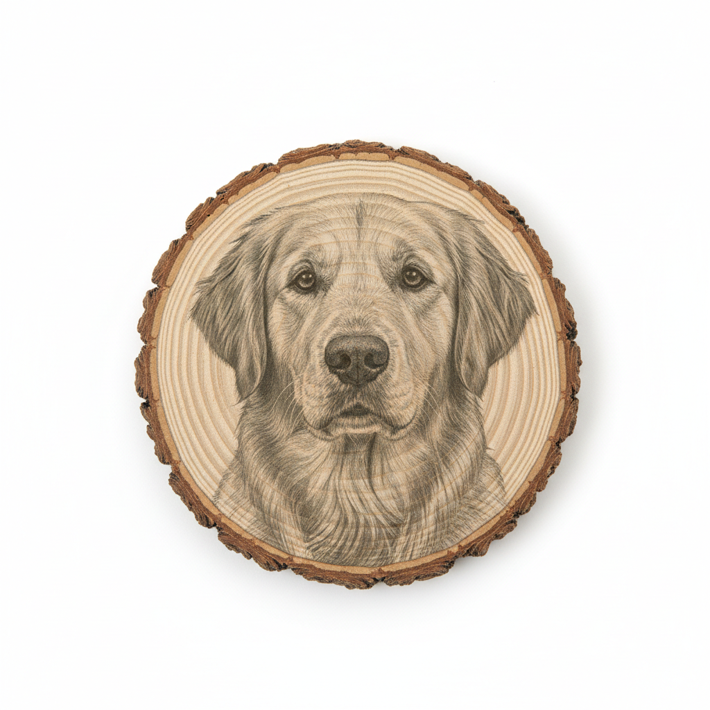 Baumscheibe Fotogravur Hund