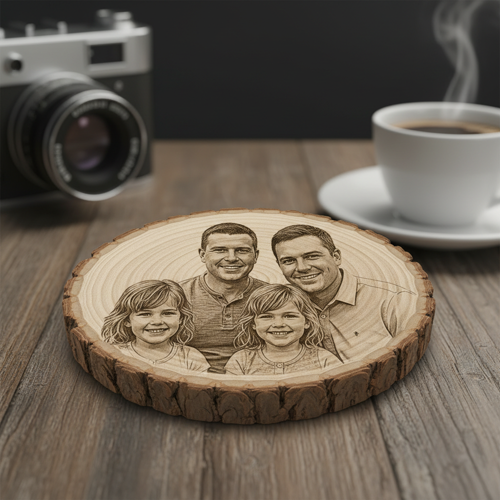 Holzuntersetzer mit Fotogravur