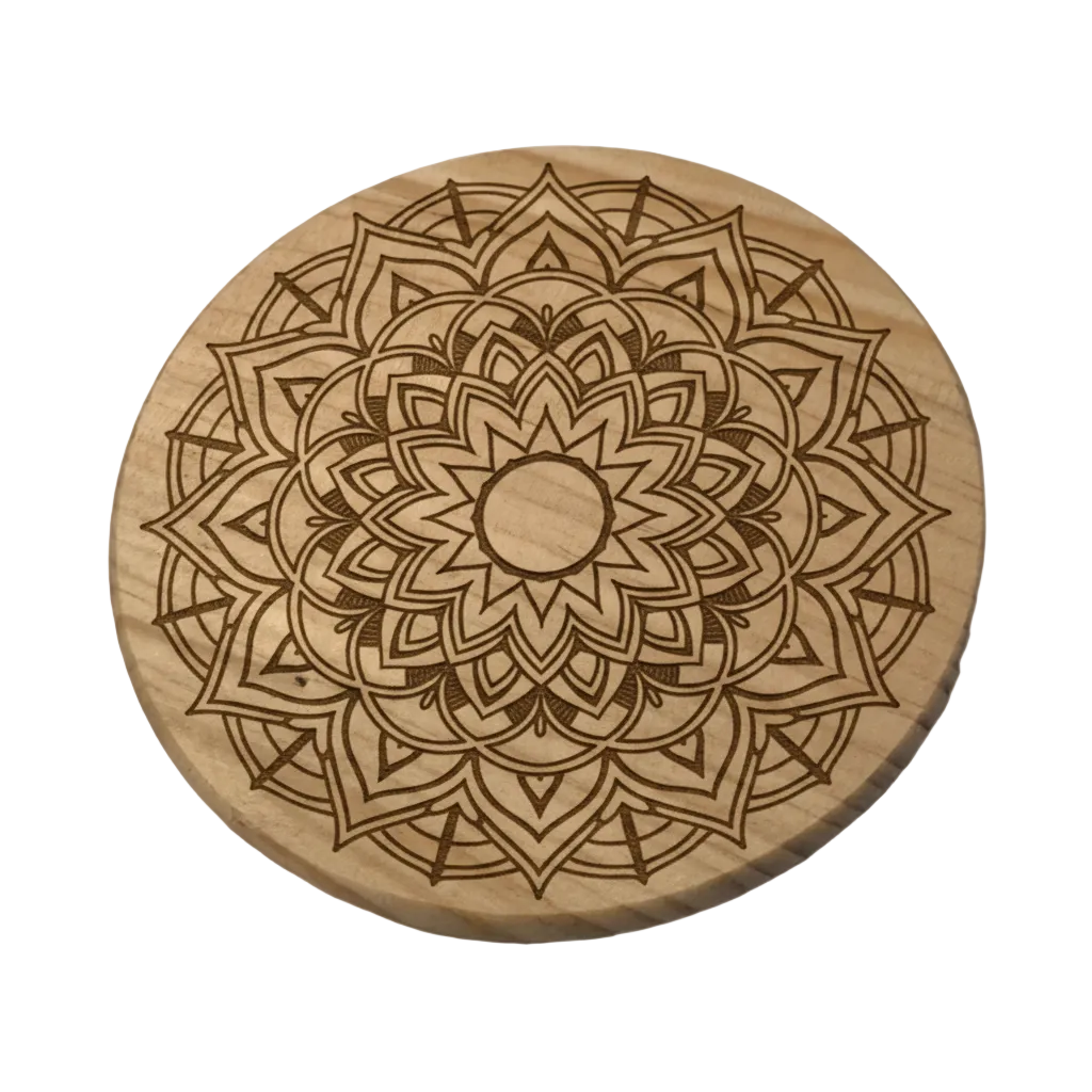Holzuntersetzer mit Mandala-Gravur