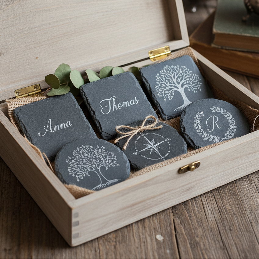 Personalisierte Untersetzer als Geschenk