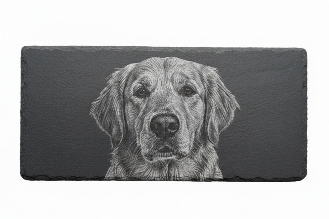 Schiefer Fotogravur Hund vollflächig