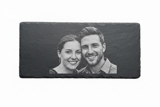 Schiefer Fotogravur Pärchen mit Rand