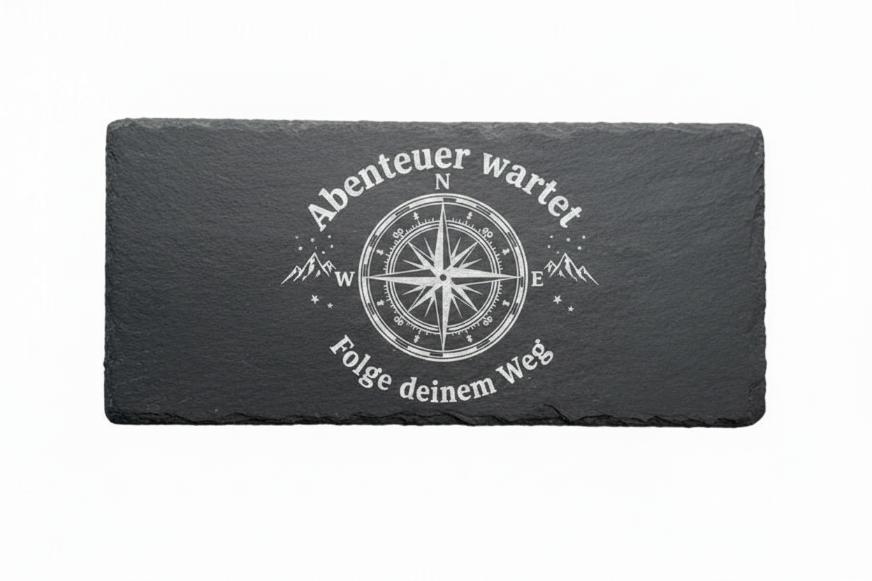Schiefer Gravur Kompass