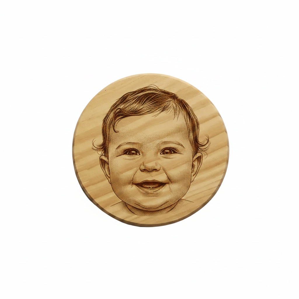 Untersetzer Fotogravur Baby mit Rand