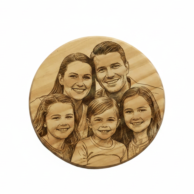 Untersetzer Fotogravur Familie vollflächig
