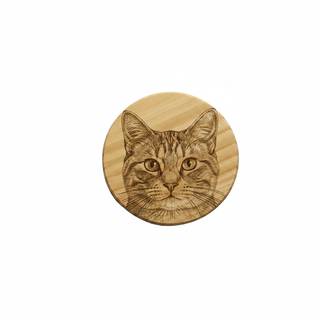Untersetzer Fotogravur Katze mit Rand